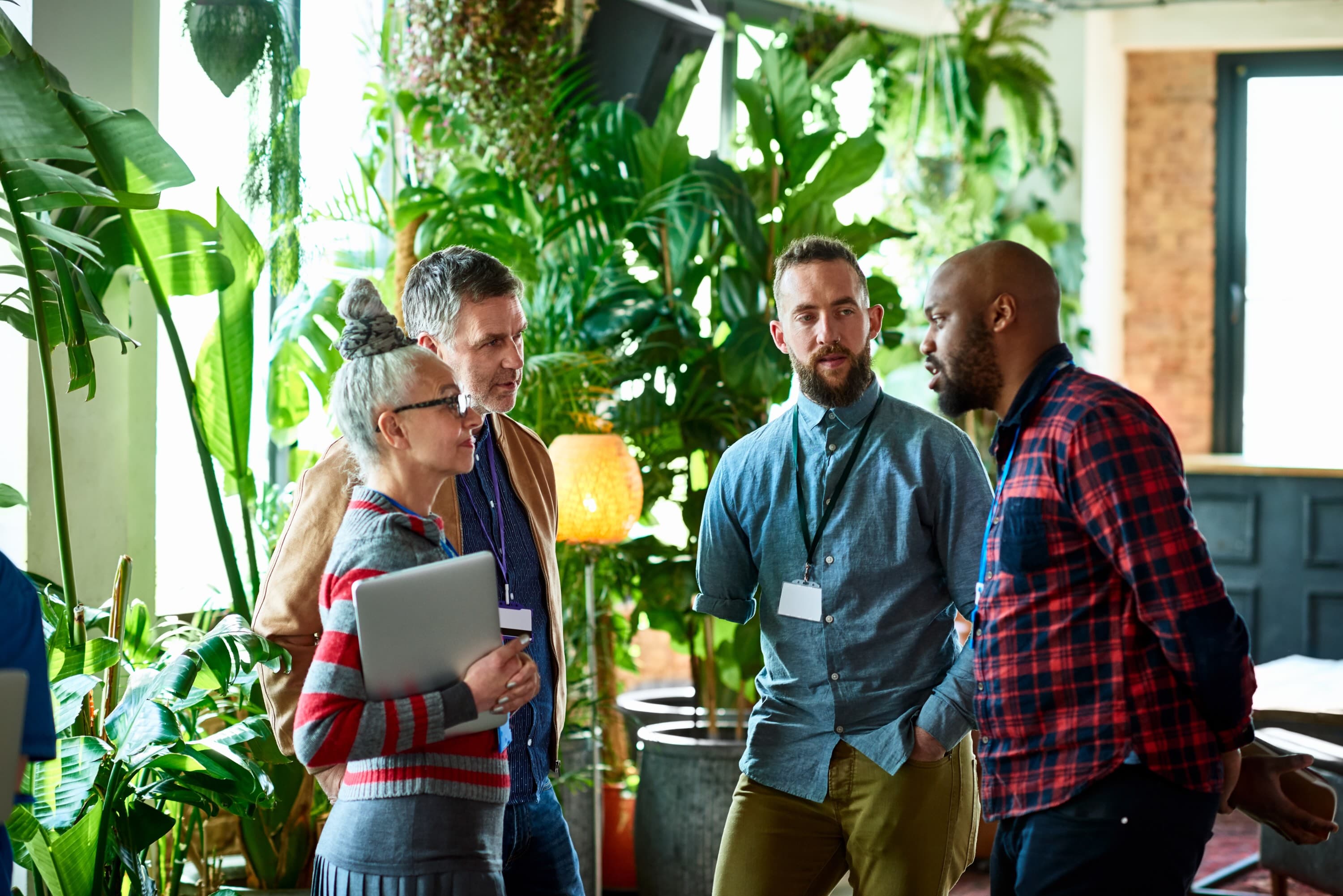 Business employees collaborating